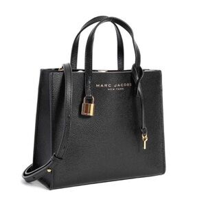 $350 Marc Jacobs Mini Grind Black Pebble Leather Tote/Crossbody Bag